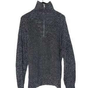 Isabel Marant Melange Grey Benny Half Zip Knit Sweater